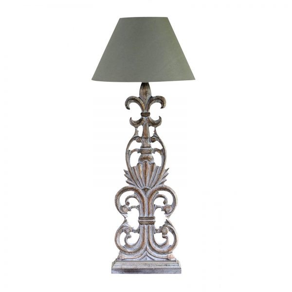 Wooden Scroll Column Lamp, Base Only