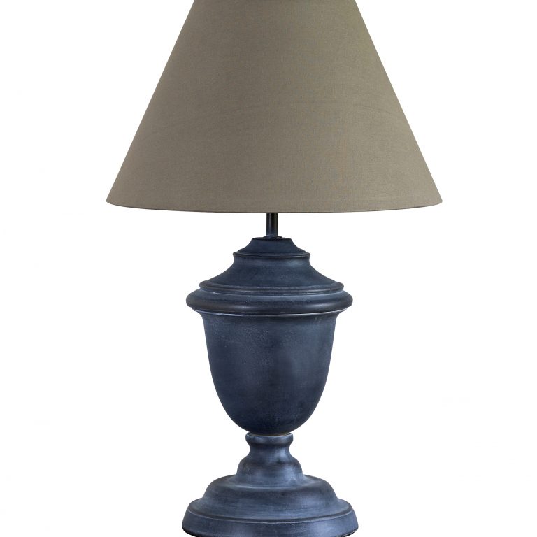 Grey Weathered Metal Urn Lamp and shade