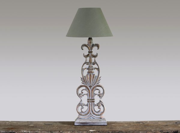 Wooden Scroll Column Lamp