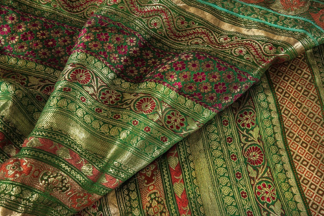 Punjabi Silk Kingsize Vintage Bed Cover