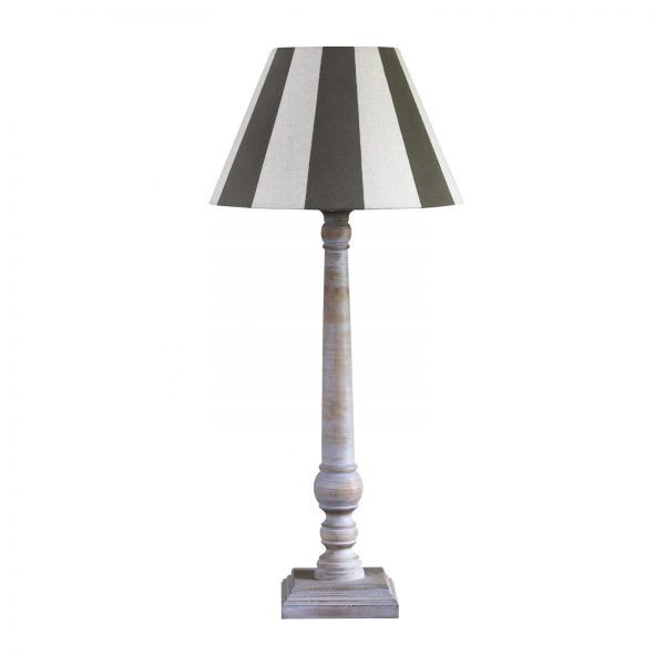 Pale Washed Wooden Column Lamp
