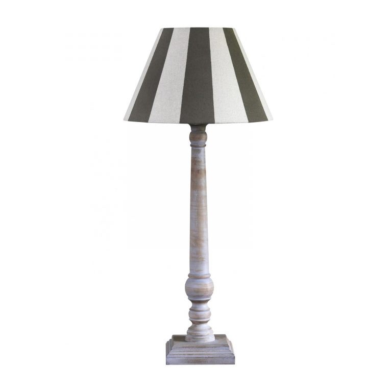 Pale Washed Wooden Column Lamp