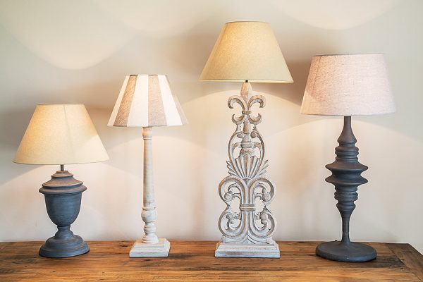Pale Washed Wood Column Lamp