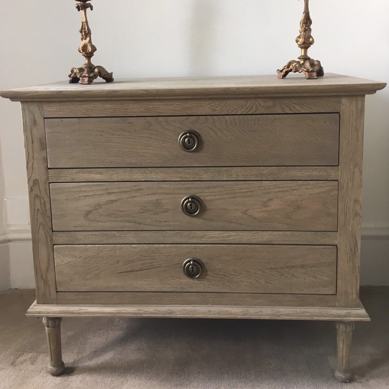 Weathered oak three drawer chest