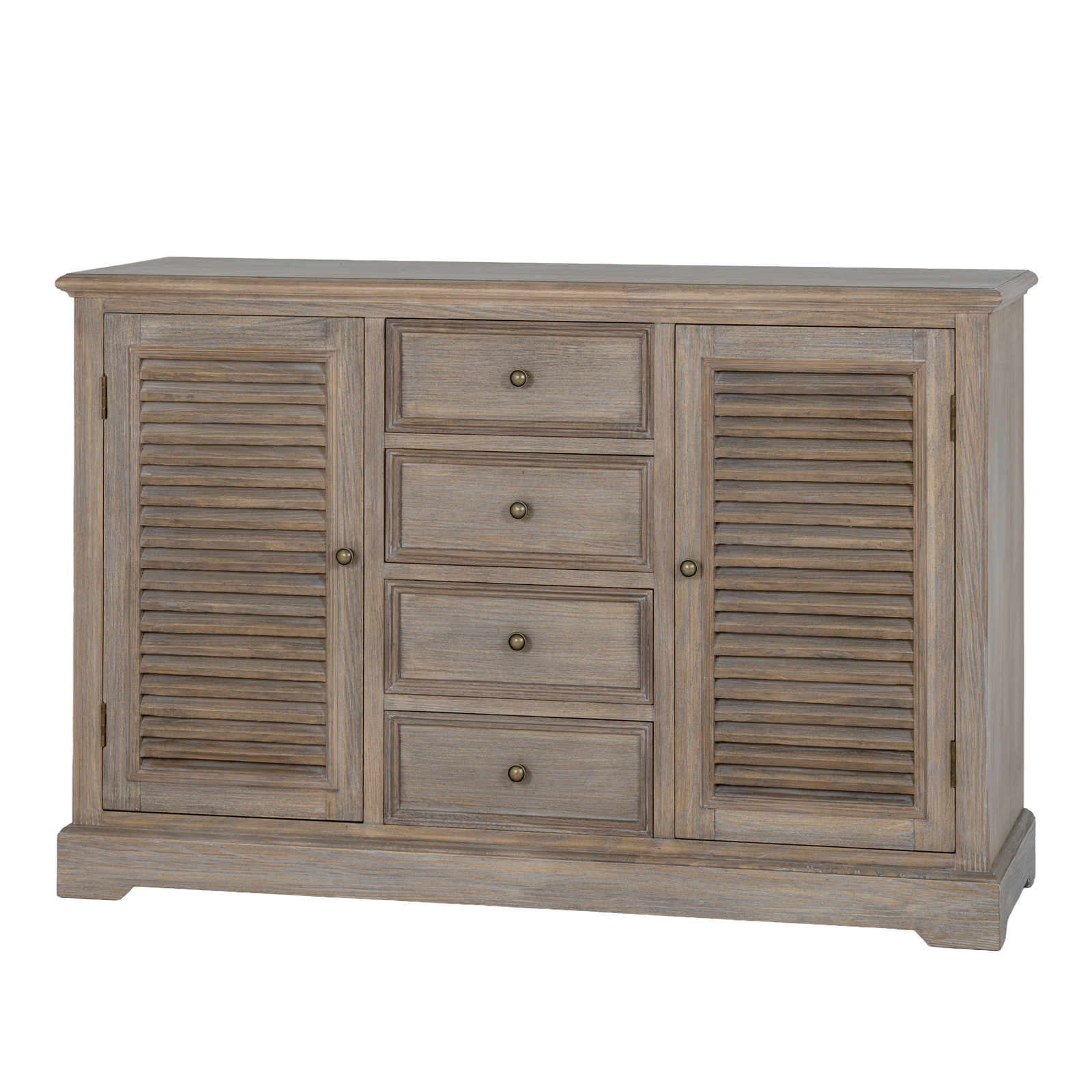 This pictures shows details of the two door, four drawer dresser base