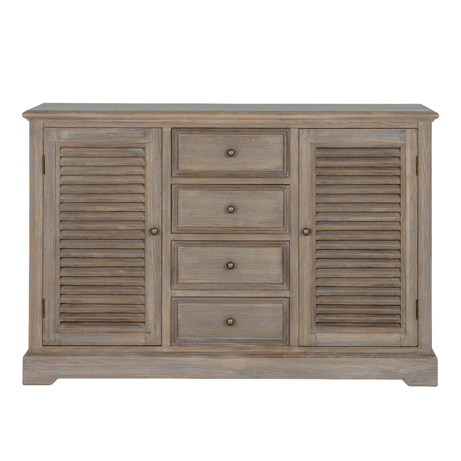 This pictures shows details of the two door, four drawer dresser base