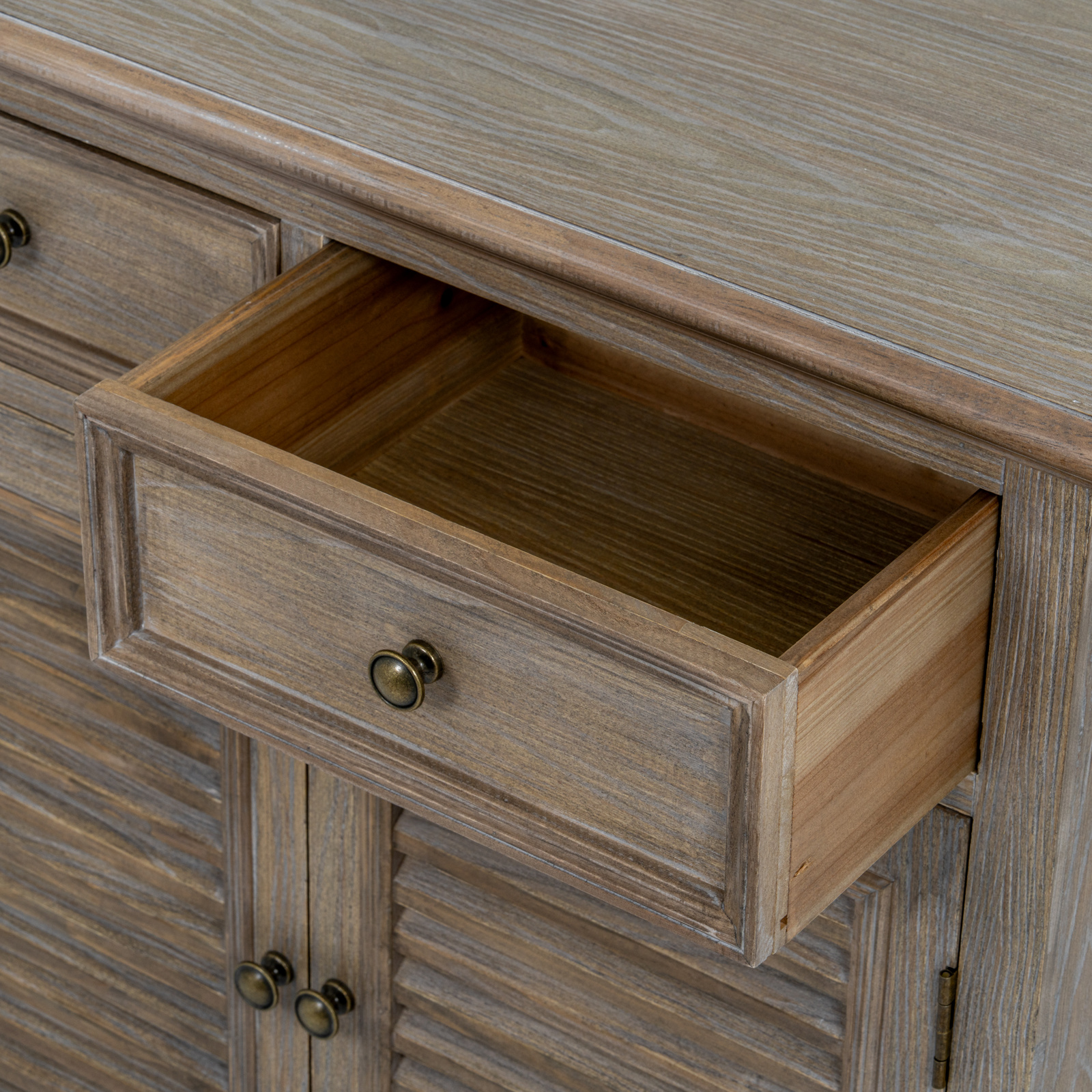 Close up of open drawer
