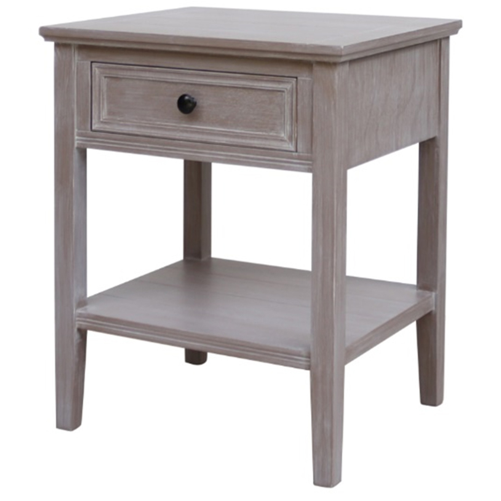 The image shows a quarter-view of a side table showing the side and front.