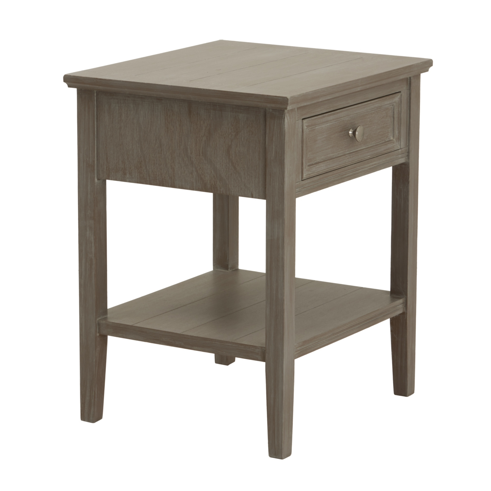 The image shows a quarter-view of a side table showing the side and front.