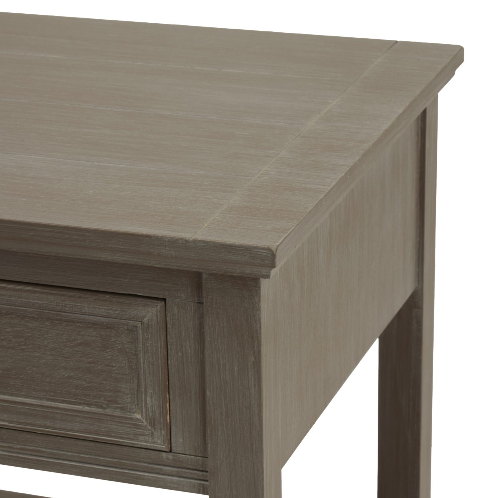 The image shows a close up of the side view of the top of a side table.